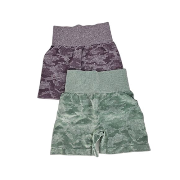 Amazon High Waisted Seamless Camo Shorts Set of 2 Small - Picture 1 of 11